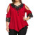 SSDXY Plus Size Tee Shirt for Women Lace Splice Off Shoulder T-Shirt V Neck Short Sleeve Casual Top Blouse Red