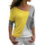 Meikosks Women s Color Block T Shirt Long Sleeve Patchwork Tops Loose Casual Blouses Pullover Gray