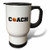 3dRose tm_192405_1 Coach, Black Letters with Basketball on White Background Travel Mug, 14-Ounce, Stainless Steel