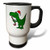 3dRose tm_200176_1 Funny Green Trex Dinosaur in Santa Hat with Candy Cane Travel Mug, 14-Ounce, Stainless Steel