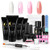 Poly Nail Extension Gel Kit 4 Colors 30ML Poly Nail Gel Enhancement Builder Gel with Slip Solution and Nail Tips Manicure Tools All-in-One French Kit