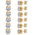 MDFUN 6 Pairs 3mm 18K Yellow Gold Plated Round Cubic Zirconia Stud Earring Pack of 6