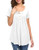 KOAIZ Womens Shirts Casual Tee Shirts V Neck Short Sleeve Button Up Loose Tunic Tops Blouses White-L