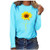 Graphic Tees for Women Long Sleeve Funny Sunflower Faith Print Fall Cute Casual T Shirt Tops for Teen Girls Junior Blue