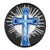 Blue Cross With Rosary Patch  Religious Cross Patches
