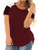 ROSRISS Womens Plus Size Casual Short Sleeve Tunics Color Block Crewneck T Shirt Wine Red 14W