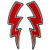 LIGHTNING BOLTS  High Thread Embroidered Iron-On   Saw-On Rayon PATCH - 2 inch x 5 inch  Exceptional Quality
