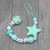 FEIYUANTONG Personalized Name Handmade Pacifier Clips Holder Chain Silicone Pacifier Chains Five Star Baby Teether Teething Chain -Color   Green-