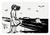 Lunarable Beach Pet Mat for Food and Water  Woodcut Style Illustration with Girl on The Beach Looking at a Seal in Wavy Sea  Rectangle Non-Slip Rubber Mat for Dogs and Cats  Black and White