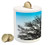 Lunarable Nature Piggy Bank  Leafless Autumn Winter Tree with Branches and Sunset Sky Landscape Image  Printed Ceramic Coin Bank Money Box for Cash Saving  Blue White Seal Brown