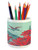Lunarable Hummingbird Pencil Pen Holder  Avian Animals with Blooming Roses Arrangement Spring Season Pattern  Printed Ceramic Pencil Pen Holder for Desk Office Accessory  Vermilion and Seafoam