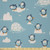 Lunarable Aquatic Fabric by The Yard  Little Penguins on Icebergs  Microfiber Fabric for Arts and Crafts Textiles  and  Decor  1 Yard  Sky Blue Champagne