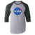 NASA Approved Meatball Logo Graphic Space Vintage Gray S Raglan Baseball Tee Shirt
