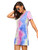Romwe Women s Tie Dye Short Sleeve Casual Swing T-Shirt Tunic Dress Multicolor-2 Medium
