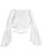 SOLY HUX Women s Surplice V-Neck Long Bell Sleeve Wrap Tie Back Crop Top Blouse White S