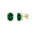 Yellow Gold Flashed Sterling Silver Simulated Emerald 6x4mm Oval-Cut Solitaire Stud Earrings