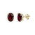 Yellow Gold Flashed Sterling Silver Synthetic Ruby 6x4mm Oval-Cut Solitaire Stud Earrings