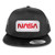 Flexfit 5 Panel NASA Worm Red Text Embroidered Patch Snapback Mesh Trucker Cap - Charcoal