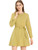 Allegra K Women s Cotton Mini Dresses Long Sleeve Belted Button Down Shirt Dress Medium Yellow