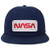 Armycrew Oversize XXL NASA Worm Red Text Patch Flatbill Mesh Snapback Cap - Navy - 2XL
