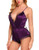 ADOME Women Lingerie Bodysuit V Neck Teddy Lace Babydoll Satin Pajamas Nightwear -XXL  Purple-