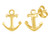 Anchor Stud Earrings 14K Yellow Gold Over Sterling Silver