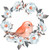 EW Designs Pretty Spring Peach Bird with Flower Wreath Watercolor Art Vinyl Decal Bumper Sticker -4 inch Tall-