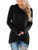 Fallorchid Womens Long Sleeve Pullovers Cowl Neck Tunic Tops Casual Drawstring Sweatshirts Black
