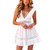 Womens V-Neck Sleeveless Lace Hem Backless Party Club Beach Mini Short Dresses -White  M- Womens V-Neck Sleeveless Lace Hem Backless Party Club Beach Mini Short Dresses -White  M-