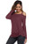 kayamiya Women s Long Sleeve Cold Shoulder Shirts Twist Knot Waffle Knit Pullover Tops L US6-8 Brick Red