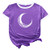 Franterd Moon Print Shirts for Women Funny Summer Patchwork Tops Shirts Loose Short Sleeve Casual Blouse Graphic Tees
