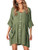 kenoce Blouse Dress for Women V Neck Solid Plain Loose Half Sleeve Shirt Dresses Casual Long Tunic Tops A-z Army Green 2XL