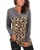 KILIG Women s V Neck Long Sleeve Casual Leopard Print Color Block T Shirt Loose Button Down Blouse Tunic Tops-Dark Gray-030 Medium-
