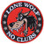 Lone Wolf No Clubs Patch - 3 inch. Embroidered Iron on Patch