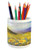 Ambesonne Fine Art Pencil Pen Holder  Daisy Flower Blossom Meadow Painting with Hills Sunset Spring Season Foliage Image  Printed Ceramic Pencil Pen Holder for Desk Office Accessory  Multicolor