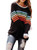 Zecilbo Womens Juniors Cute Long Sleeve Crewneck Fashion T Shirts Rainbow Striped Fall Plus Size Loose Casual Tops Black XX-Large