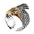 SINLEO Men s Stainless Steel Hawk Eagle Ring Skyhawk Sculpture Biker Band Silver Gold Size 10