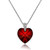 Sterling Silver Red Love Heart Pendant Necklace for Women Girls Made with Swarovski Crystals