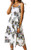 Womens Summer Boho Beach Midi Dress Casual Vintage Spaghetti Strap Swing Sundress White Floral
