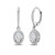Sterling Silver Cubic Zirconia Oval Dangle Halo Leverback Earrings with Cubic Zirconia Accents
