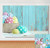 Easter Spring Theme Photography Backgrounds Easter Colorful Eggs Backdrops Blue Wooden Wall Photo Background Baby Newborn Children Easter Party Decoration Studio Props 5x3ft Vinyl Banner