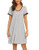 Ekouaer Sleepwear Women s Cotton Sleep Shirt Nightgown Short Sleeve Scoopneck Nightshirt Grey XXL