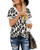 OUGES Women s Basic V Neck Short Sleeve Print T Shirts Summer Casual Tops Blouse Leopard 1 L