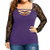 Plus Size Fashion Women Ladies Lace Patchwork T-Shirt Casual Long Sleeve Tops Blouse Purple