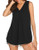 SoTeer Womens Chiffon V Neck Tops Loose Sleeveless Button Shirt Blouse Black