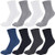 8 Pairs Toe Socks Crew Cotton Five Finger Socks Running Socks for Boys Women Men  light gray  black  white  blue and dark gray