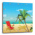 3dRose DPP_152538_1 Beach Scene with a Beach Chair and Palm Tree Wall Clock, 10 by 10-Inch
