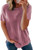 Womens Short Sleeve Crewneck Tshirts Loose Casual Tee T-Shirt Solid Color Summer Top Shirts Pink