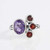 open size ring with genuine amethyst and garnet  genuine gems stone ring  enchanting 5 mm round - shape garnet stone  8 * 10 oval - shape amethyst stone  ring size 9 us  infinity band ring