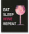 Eat Sleep Wine Repeat Wall Art  11x14 inch Print  Great Gift Idea for Wine Lovers  Ideal Bar  Cafe or Kitchen Décor